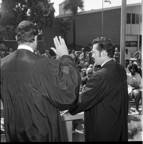 Joseph Armijo at a swearing-in ceremony, Los Angeles, 1971