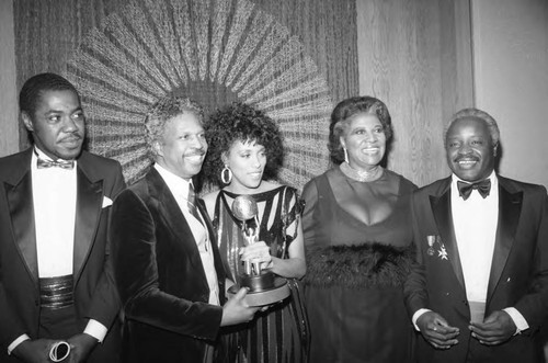 Art Evans and others posing together at the 17th Annual NAACP Image Awards, Los Angeles, 1984