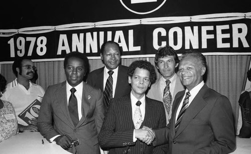 Julian Bond, Tom Bradley and Others at a Press Conference, Los Angeles, 1978