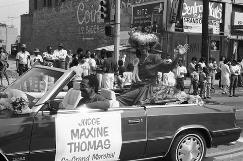 Judge Maxine Thomas riding in the South Central Easter Parade, Los Angeles, 1986