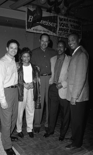 Soul Train Music Award Sweepstakes Winners posing together, Los Angeles, 1996