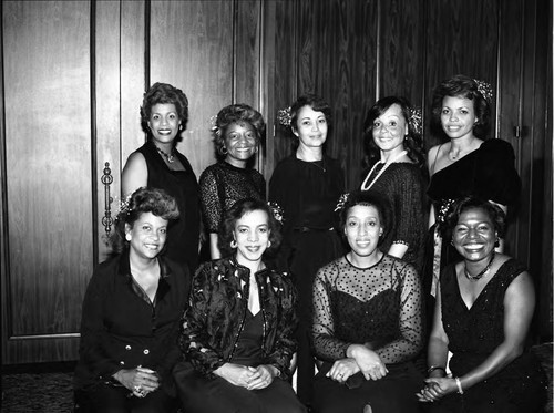 Ebony Guild members posing together at Monte Carlo Night, Los Angeles, 1983