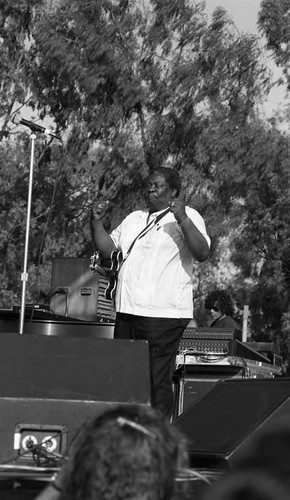 B. B. King performing on an outdoor stage, Long Beach, ca. 1990