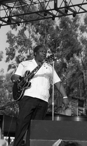 B. B. King performing on an outdoor stage, Long Beach, ca. 1990