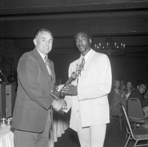 Presentation of Trophy, Los Angeles, 1972