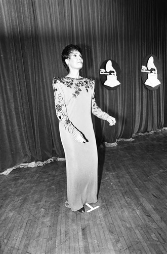 Lena Horne posing backstage at the 25th Annual Grammy Awards, Los Angeles, 1983