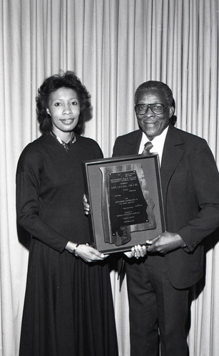 Accepting Award, Los Angeles, 1987