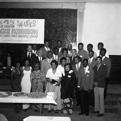 Rachel Robinson poses with others at the Connie Mack Baseball League awards, Los Angeles, 1972