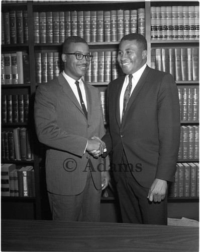 Shaking hands, Los Angeles, 1965