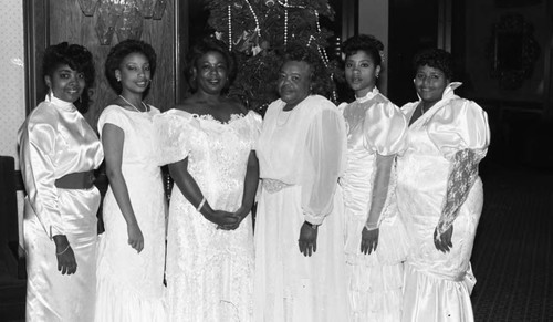 Neophytes posing together at the Delta Sigma Theta Red and White Ball, Los Angeles, 1987