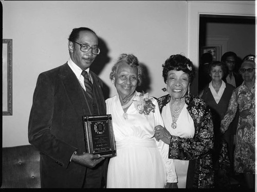 Mrs. Casmen receiving an award, Los Angeles, 1983