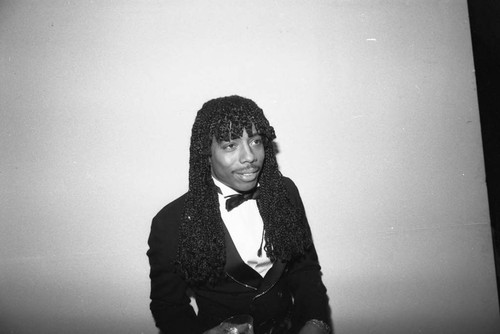 Rick James posing back stage at the American Music Awards, Los Angeles, 1983