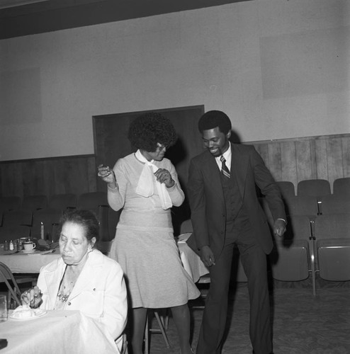 Michael Morris dancing during his birthday celebration, Compton, ca. 1974