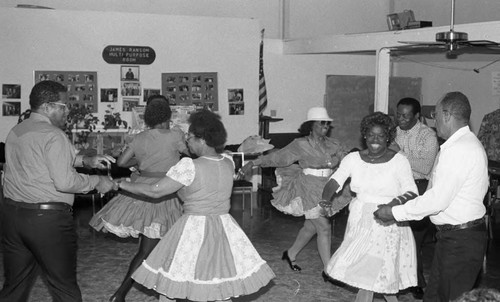 Van Meter Squares dancing group members practicing together, Los Angeles, 1989