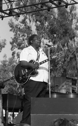 B. B. King performing on an outdoor stage, Long Beach, ca. 1990