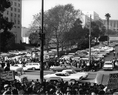 Black Panther protest, Los Angeles, ca. 1970