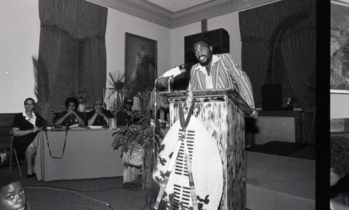 African Liberation Day celebration guest speaker, Los Angeles, 1983