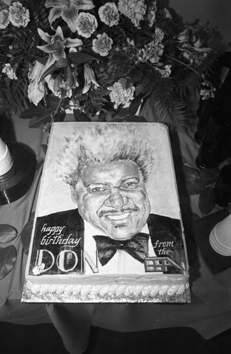 Black Business Association cake celebrating Don King's birthday, Los Angeles, 1991