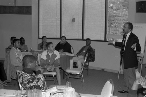 John Alston speaking to young men in the Links Achiever Program, Los Angeles, 1989