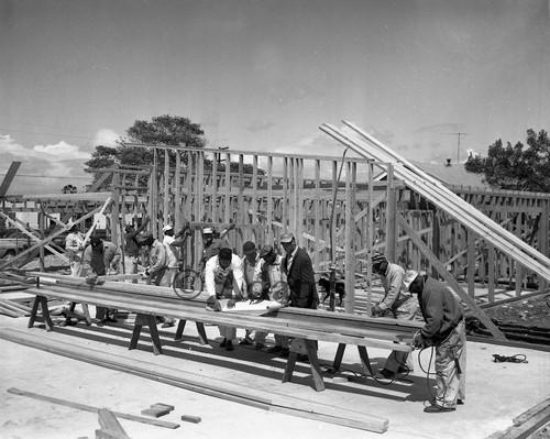 Construction scene, Los Angeles, 1960