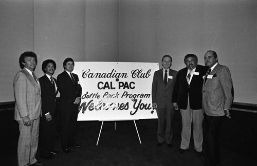 Cal-Pac members posing with Candian Club representatives, Los Angeles, 1983