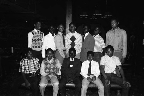 Banquet participants posing together, Los Angeles, 1971