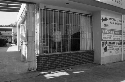 Guy Crowder's studio with a broken window, Los Angeles, 1990