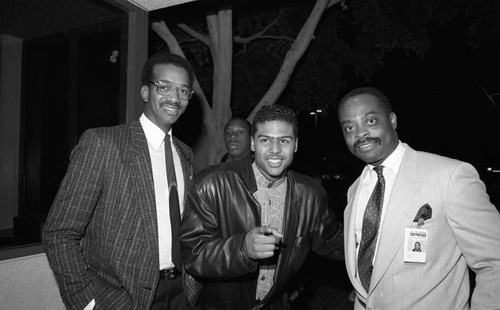 Al B. Sure! posing with Ivan Burwell, Long Beach, California, 1989