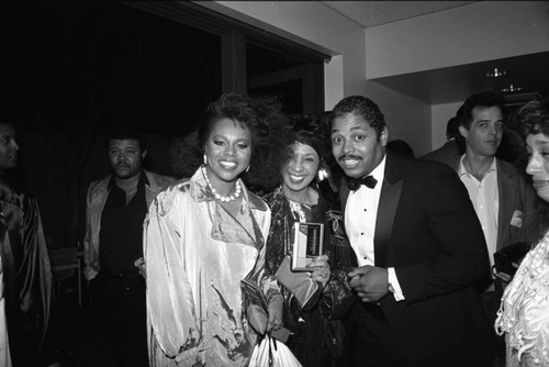 Deniece Williams and Gertrude Gipson posing together at the 11th Annual BRE Conference, Los Angeles, 1987