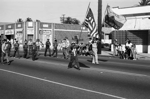 Cub Scouts marching in the Black History Parade, Los Angeles, 1986