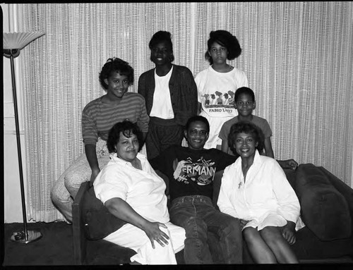 Margo Bouchet and others in a group portrait, Los Angeles, 1989