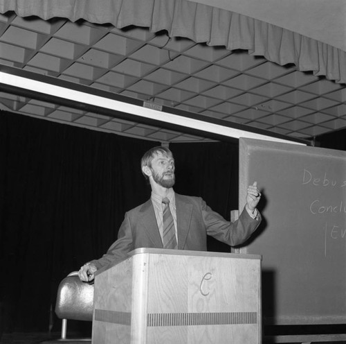 Man at Podium, Los Angeles, 1972