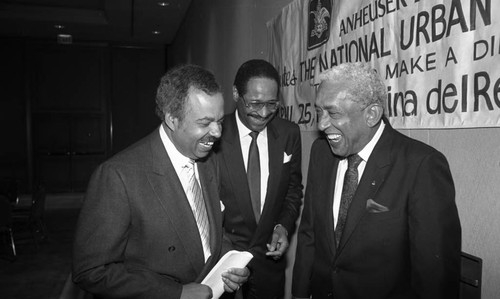 Wayman F. Smith II and John T. Stevens laughing together, Los Angeles, 1989