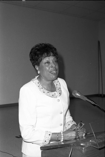 Diane Watson Speaking at a Lectern, Los Angeles, 1993