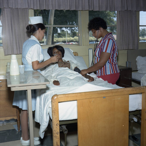 Nursing students training at Compton College, Compton, 1972