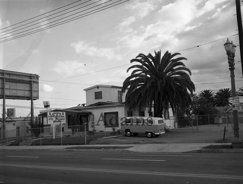 Street view of school service house, Los Angeles, ca. 1970-1971