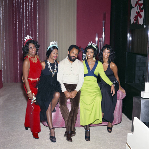 Gordy family group portrait at a party, Los Angeles, 1971