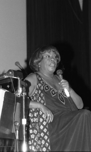 Sarah Vaughan performing at the Charles R. Drew Medical School Foundation Awards Dinner, Los Angeles, 1985