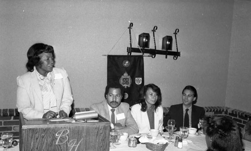 Business Women's Association meeting speaker, Los Angeles, 1983