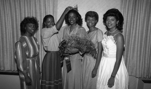 Miss Compton posing with her court, Los Angeles, 1984