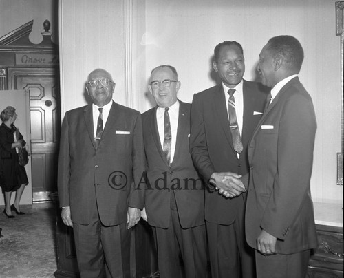 Bradley shakes hands, Los Angeles, 1963