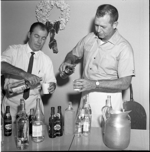 Serving drinks, Los Angeles, 1966