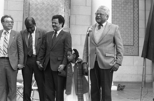 Rev. James Lawson speaking at the Freedom Rider 25th reunion, Los Angeles, 1987