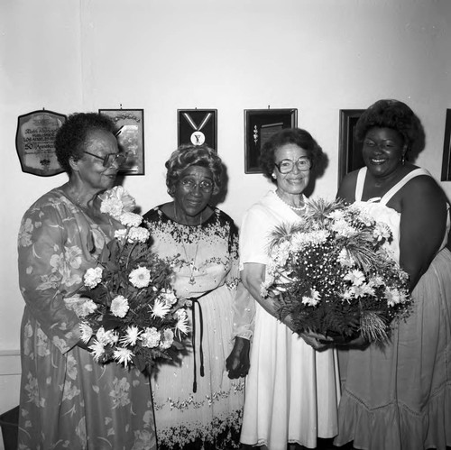 Ruth Washington posing at her birthday celebration, 1983