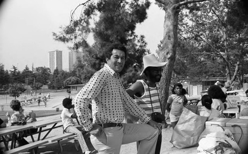 A. Philip Randolph Institute members standing near a picnic table, Los Angeles, 1972