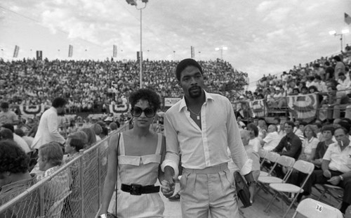 Debbie Allen and Norm Nixon attending the Pryor-Argüello rematch, Las Vegas, 1983