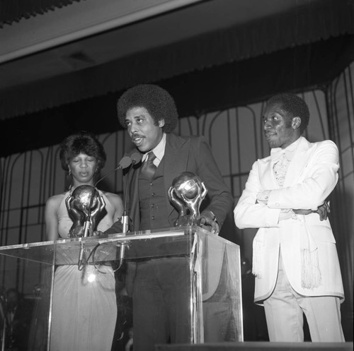 Man accepting an NAACP Image Award, Los Angeles, 1978