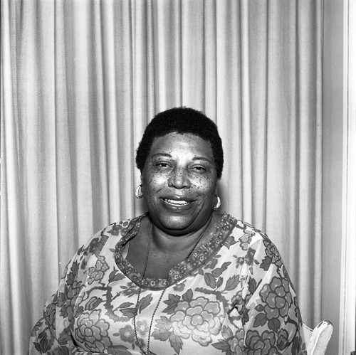 Woman sitting for a portrait, Los Angeles, 1978