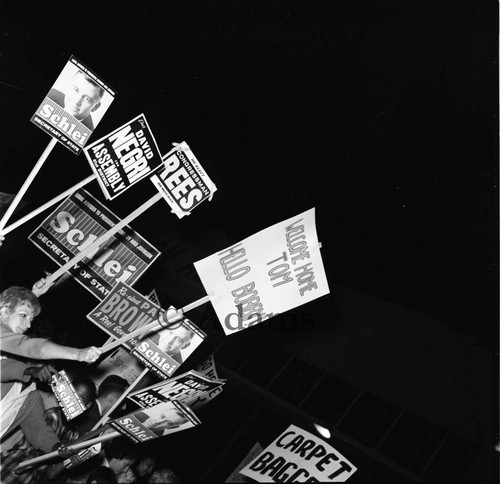 Campaign signs, Los Angeles, 1966