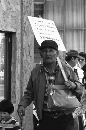 Man marching during the Day of Remembrance, Los Angeles, 1982